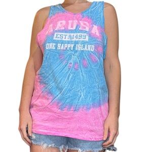 Pink and Blue Tie-Dye Aruba Tank Top